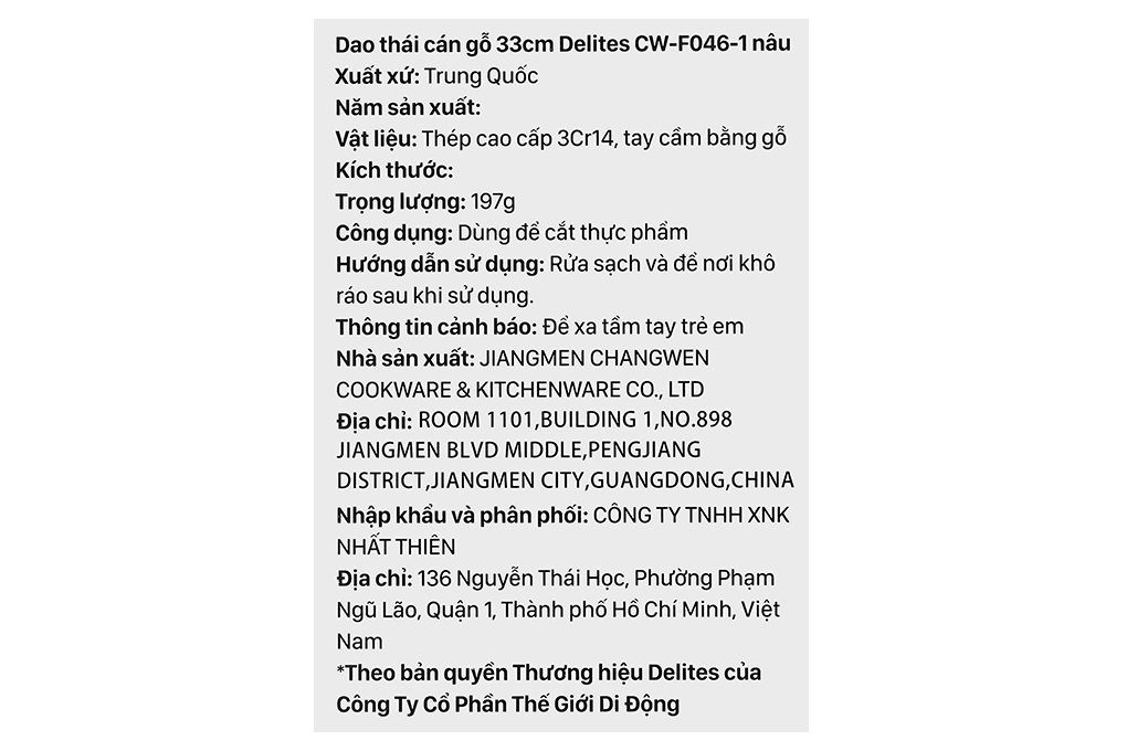 Dao thái inox Delites CW-F046-1 - 8