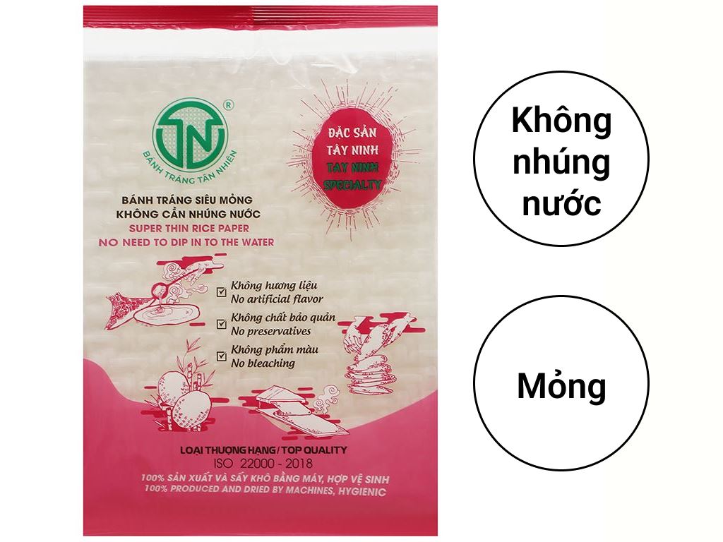 Bánh tráng siêu mỏng 16cm x 22cm không nhúng nước Tân Nhiên gói 120g 2