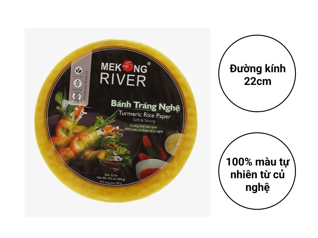 Bánh tráng 22cm nghệ Mekong River gói 300g 2