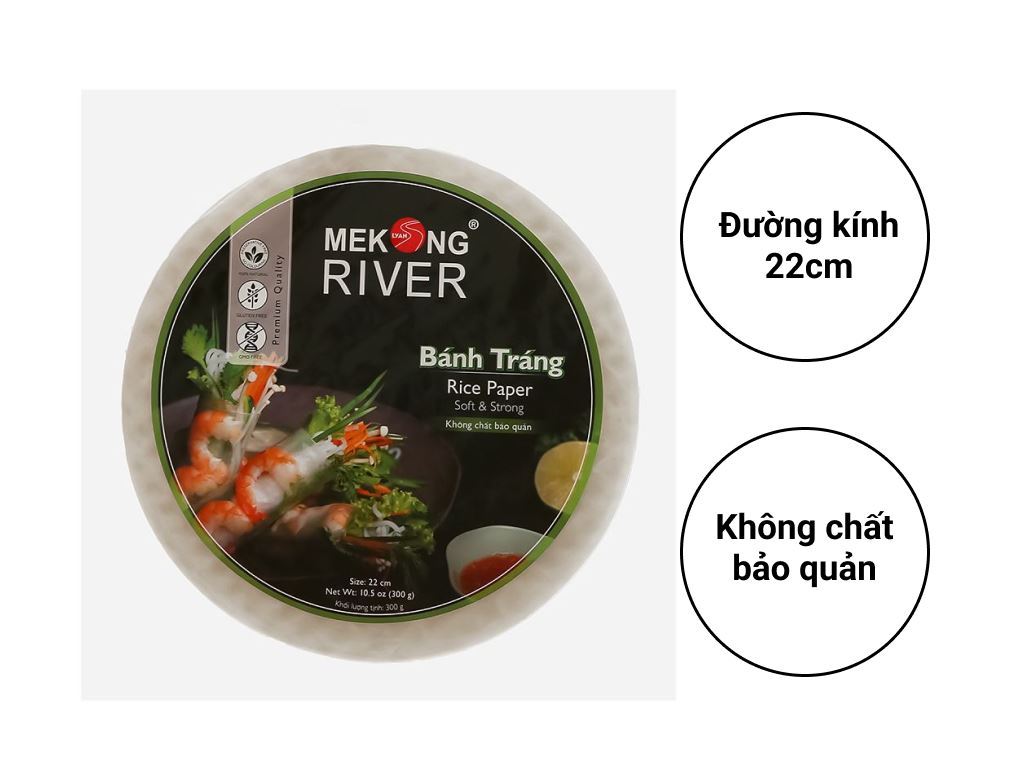 Bánh tráng 22cm Mekong River gói 300g 2