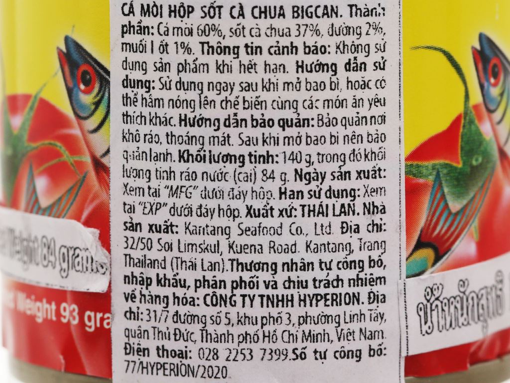 Cá mòi sốt cà chua Bigcan lon 140g 5