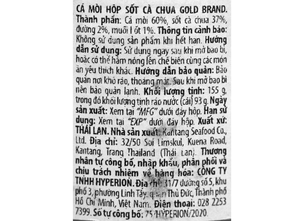 Cá mòi sốt cà chua Gold Brand lon 155g 5
