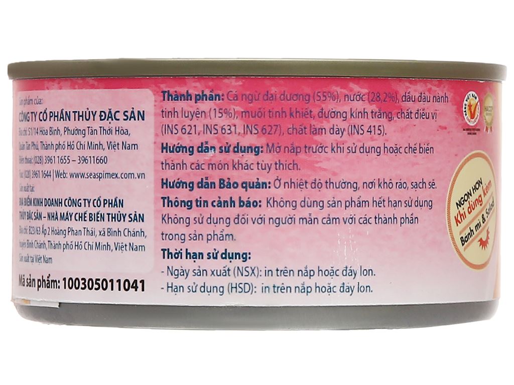 Cá ngừ đại dương ngâm dầu Seaspimex hộp 185g 3