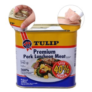 Thịt heo Pork Luncheon Meat ít muối Tulip hộp 340g