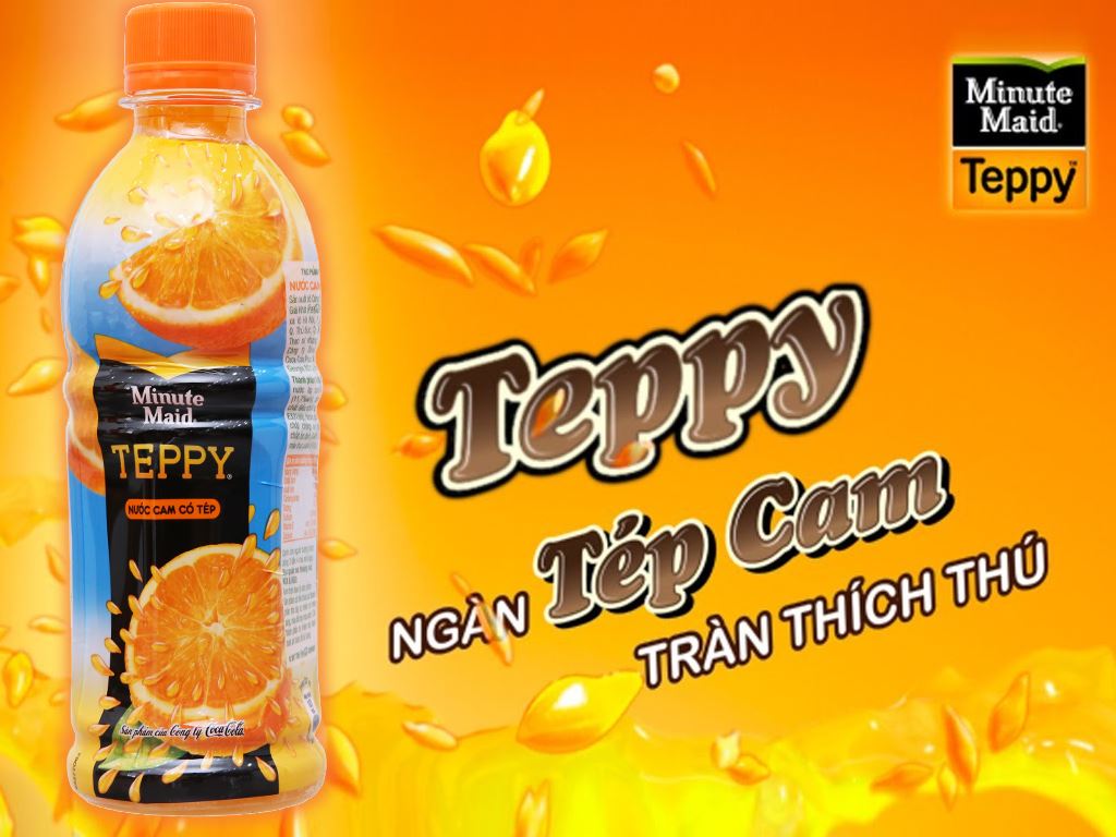 6 chai nước cam có tép Teppy 327ml 2