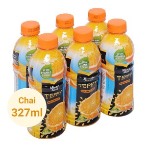 6 chai nước cam có tép Teppy 327ml