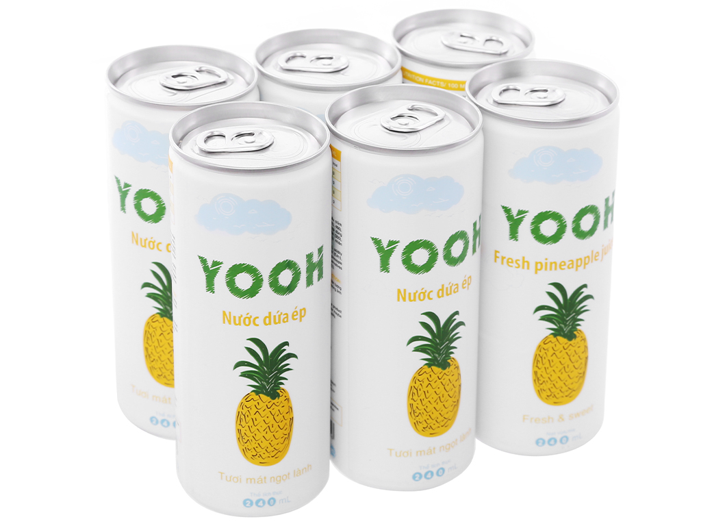 6 lon nước ép dứa Yooh 240ml 1