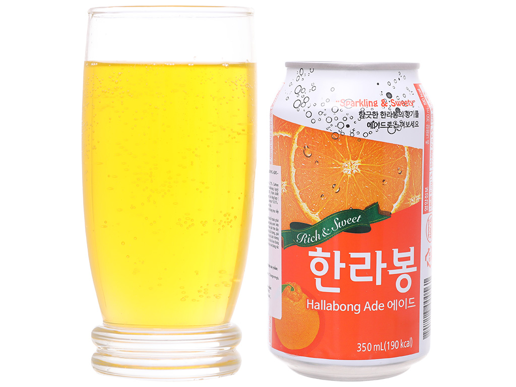 6 lon nước ép trái cây có ga Hallabong Ade vị quýt 350ml 7