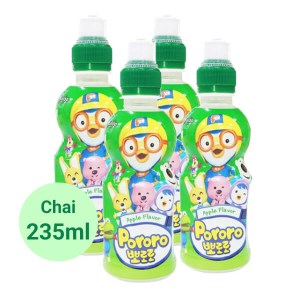4 chai nước trái cây Pororo vị táo 235ml