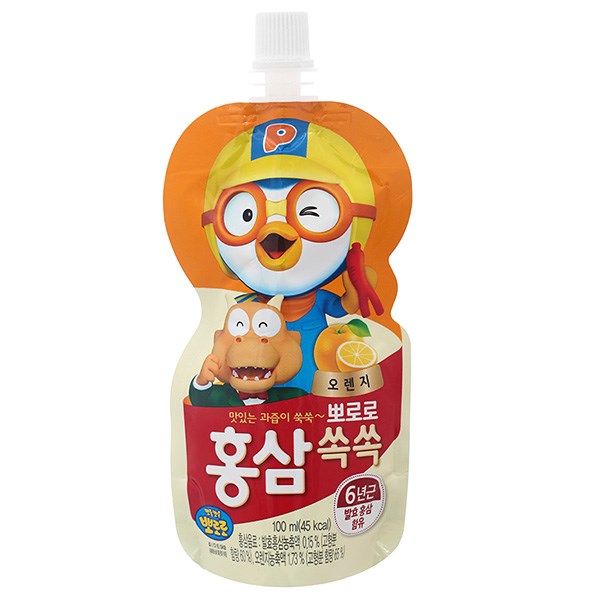 Nước Ép Trái Cây Pororo Hồng Sâm Vị Cam 100 Ml (Từ 1 Tuổi)