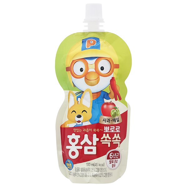 Nước Ép Trái Cây Pororo Hồng Sâm Vị Táo, Mơ 100 Ml (Từ 1 Tuổi)