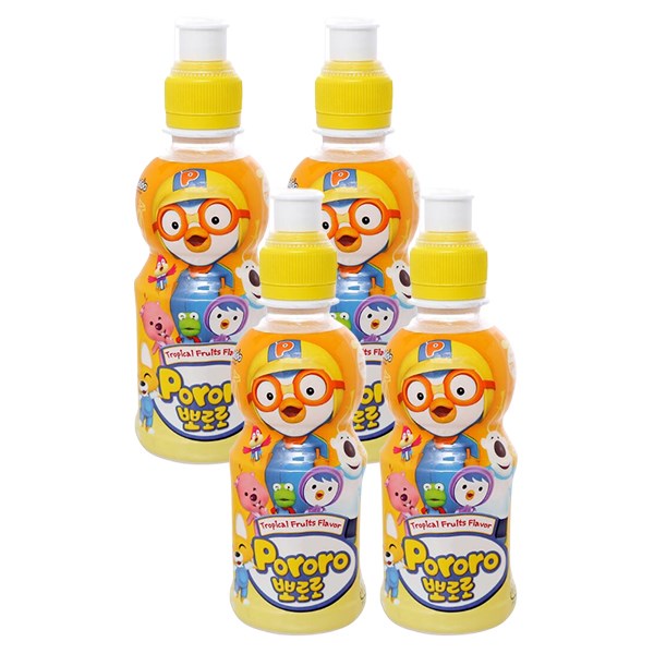 Combo 4 Chai Nước Ép Trái Cây Pororo Vị Trái Cây 235 Ml (Từ 3 Tuổi)