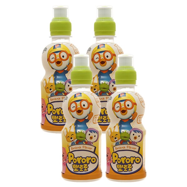 Combo 4 Chai Nước Ép Trái Cây Pororo Vị Chuối 235 Ml (Từ 3 Tuổi)