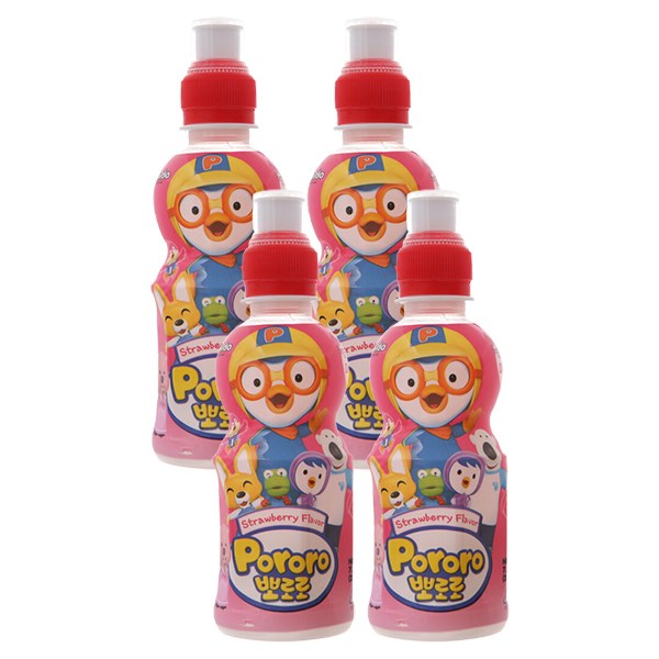 Combo 4 Chai Nước Ép Trái Cây Pororo Vị Dâu 235 Ml (Từ 3 Tuổi)