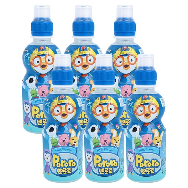 Combo 6 Chai Nước Ép Trái Cây Pororo Vị Sữa 235 Ml (Từ 3 Tuổi)