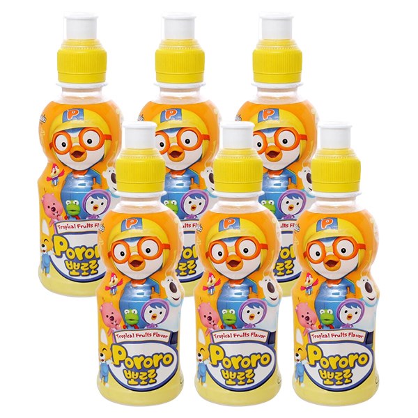 Combo 6 Chai Nước Ép Trái Cây Pororo Vị Trái Cây 235 Ml (Từ 3 Tuổi)