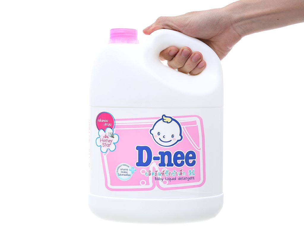 Nước giặt cho bé D-nee Honey Star hồng dịu nhẹ can 3 lít 4