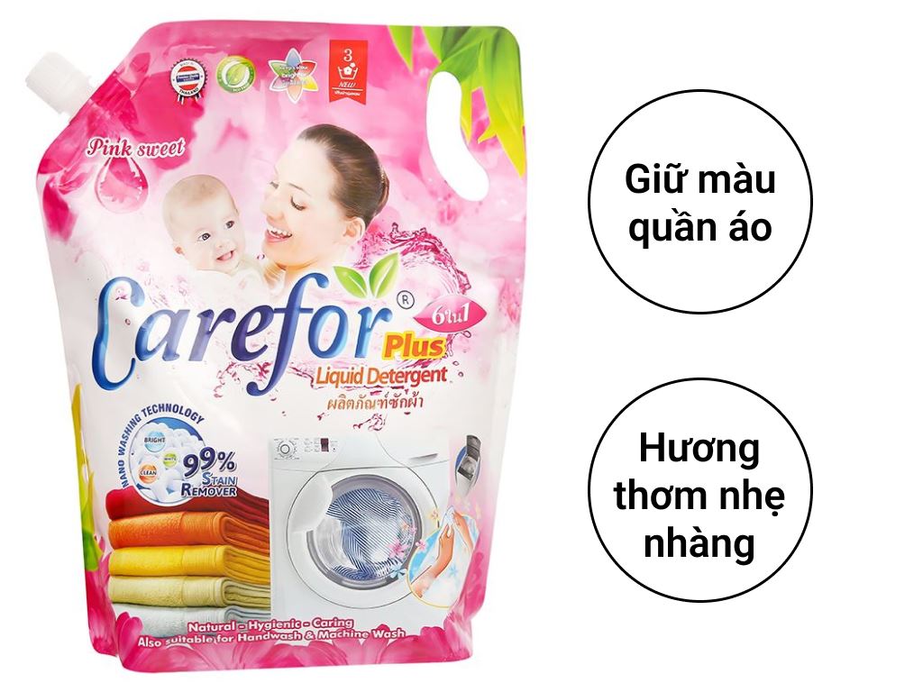 Nước giặt xả cho bé Carefor Plus hương hoa hồng túi 2 lít 2