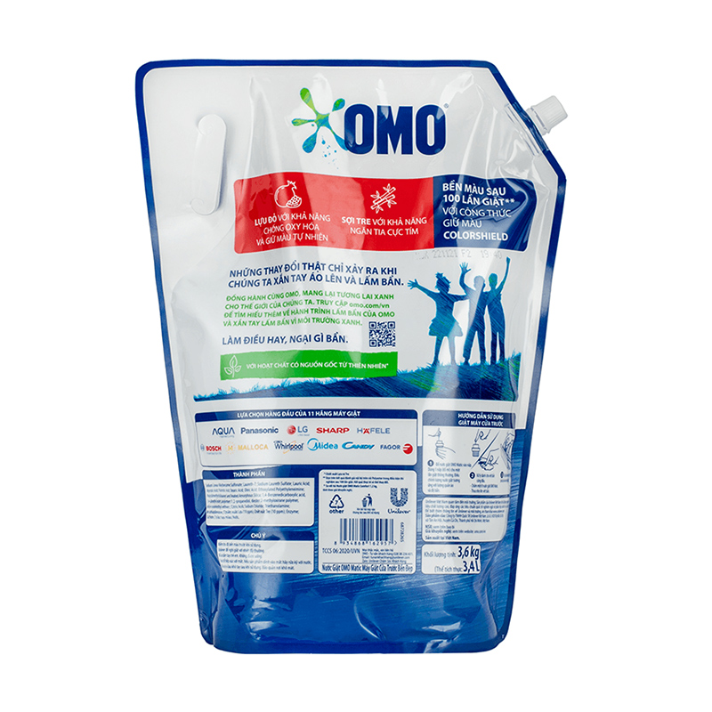 Nước giặt OMO Matic Bền Đẹp hương thơm bền lâu túi 2.8 lít 8