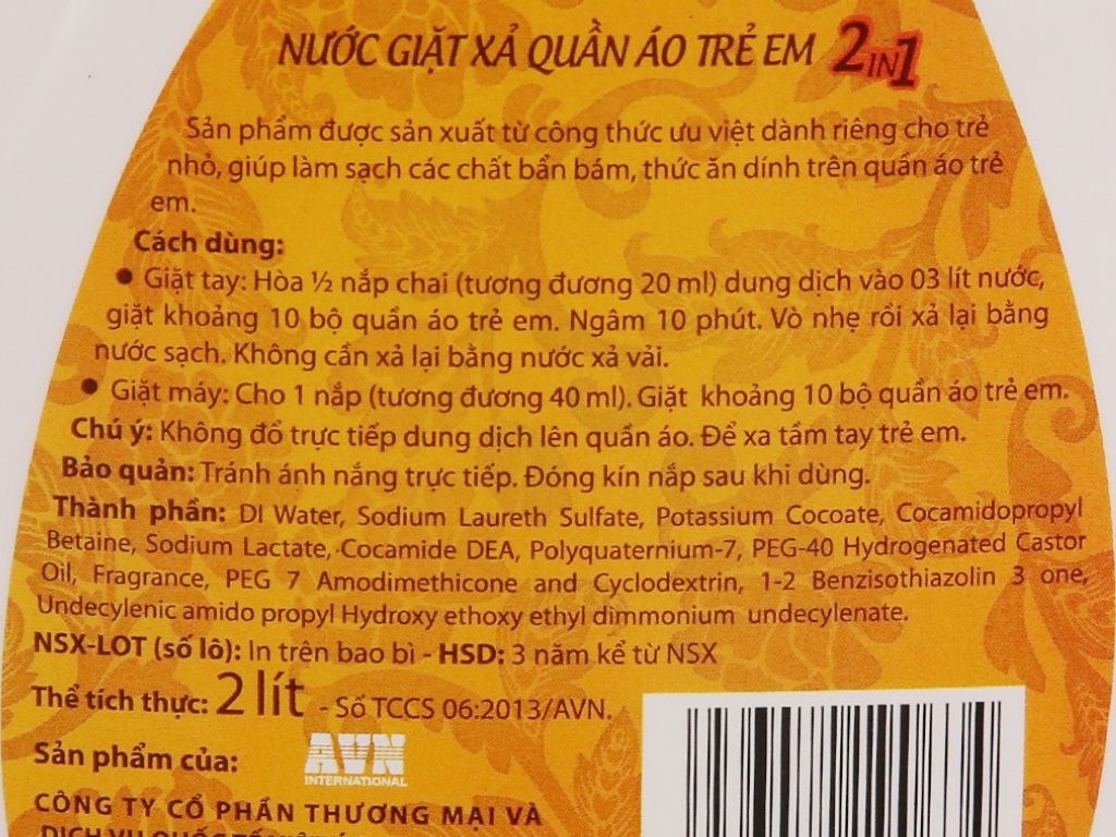 Nước giặt xả cho bé Baby Care hương thảo mộc chai 2 lít 5