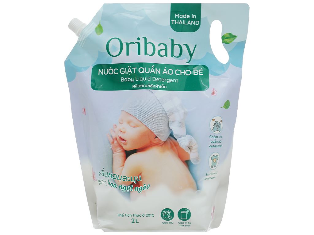 Nước giặt cho bé Oribaby hương hoa ngọt ngào túi 2 lít 1