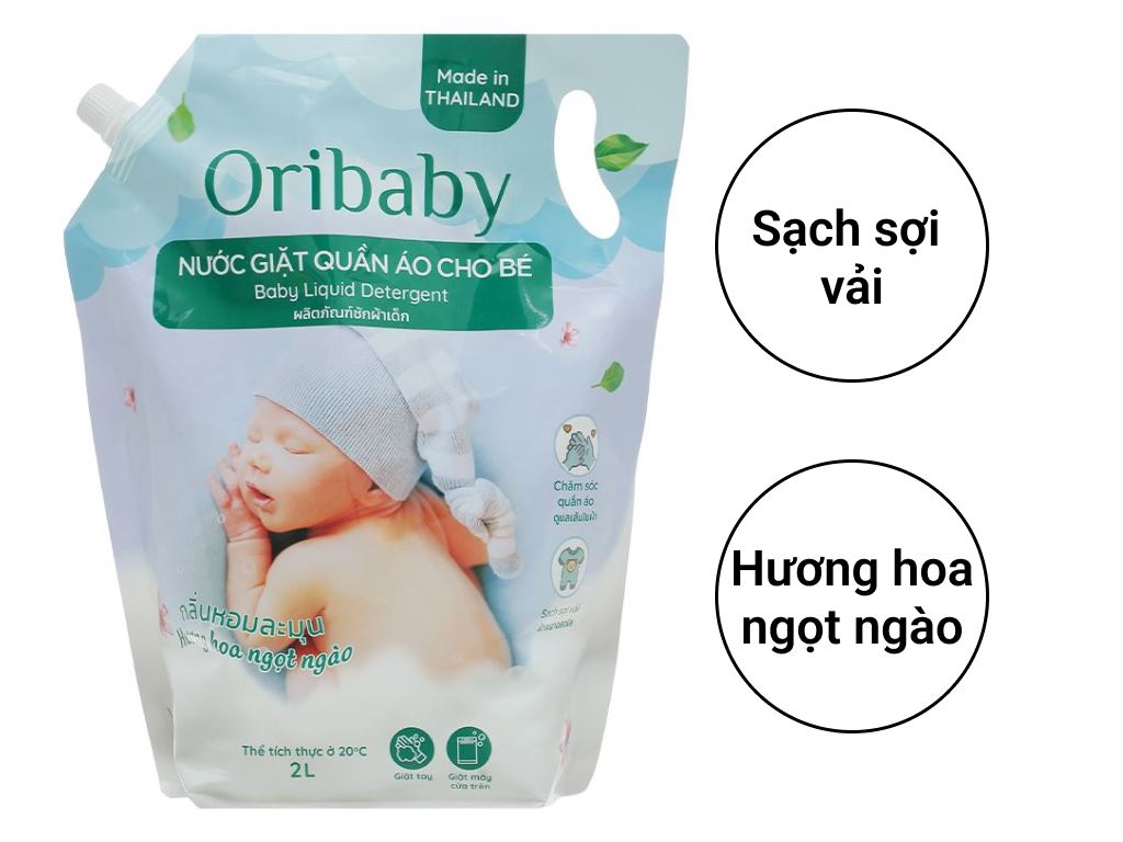 Nước giặt cho bé Oribaby hương hoa ngọt ngào túi 2 lít 2