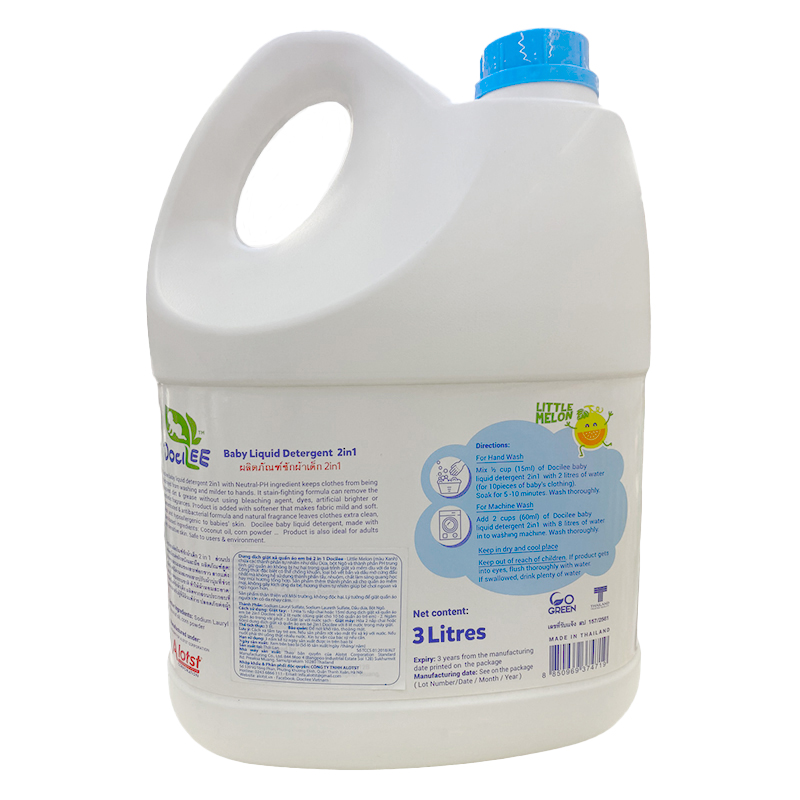 Nước giặt xả quần áo cho bé Docilee Xanh hương Little Melon can 3 lít 2