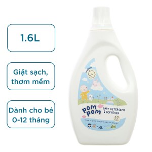 Nước giặt xả Pom Pom cho bé sơ sinh chai 1.6 lít (0-12 tháng)