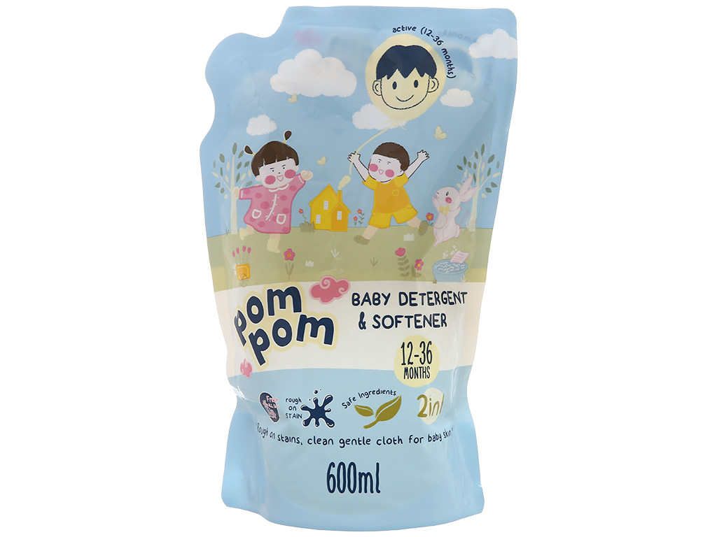 Nước giặt xả Pom Pom cho bé năng động túi 600ml (12-36 tháng) 1