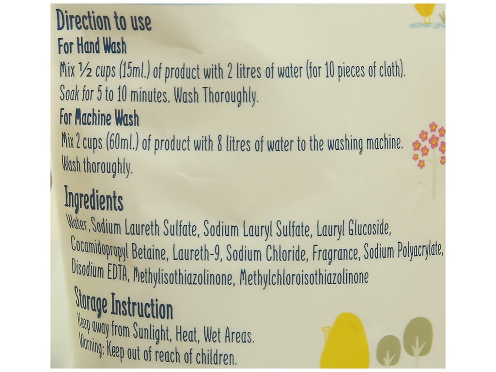 Nước giặt xả Pom Pom cho bé năng động túi 600ml (12-36 tháng) 4