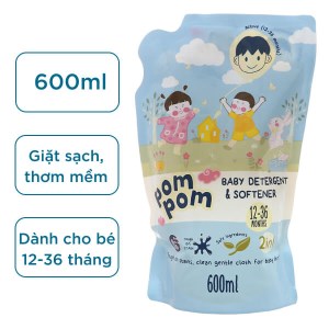 Nước giặt xả Pom Pom cho bé năng động túi 600ml (12-36 tháng)