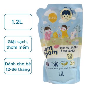 Nước giặt xả Pom Pom cho bé năng động túi 1.2 lít (12-36 tháng)