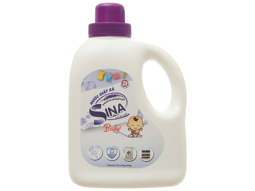 Nước giặt xả baby Sina 7in1 tím chai 980ml 1
