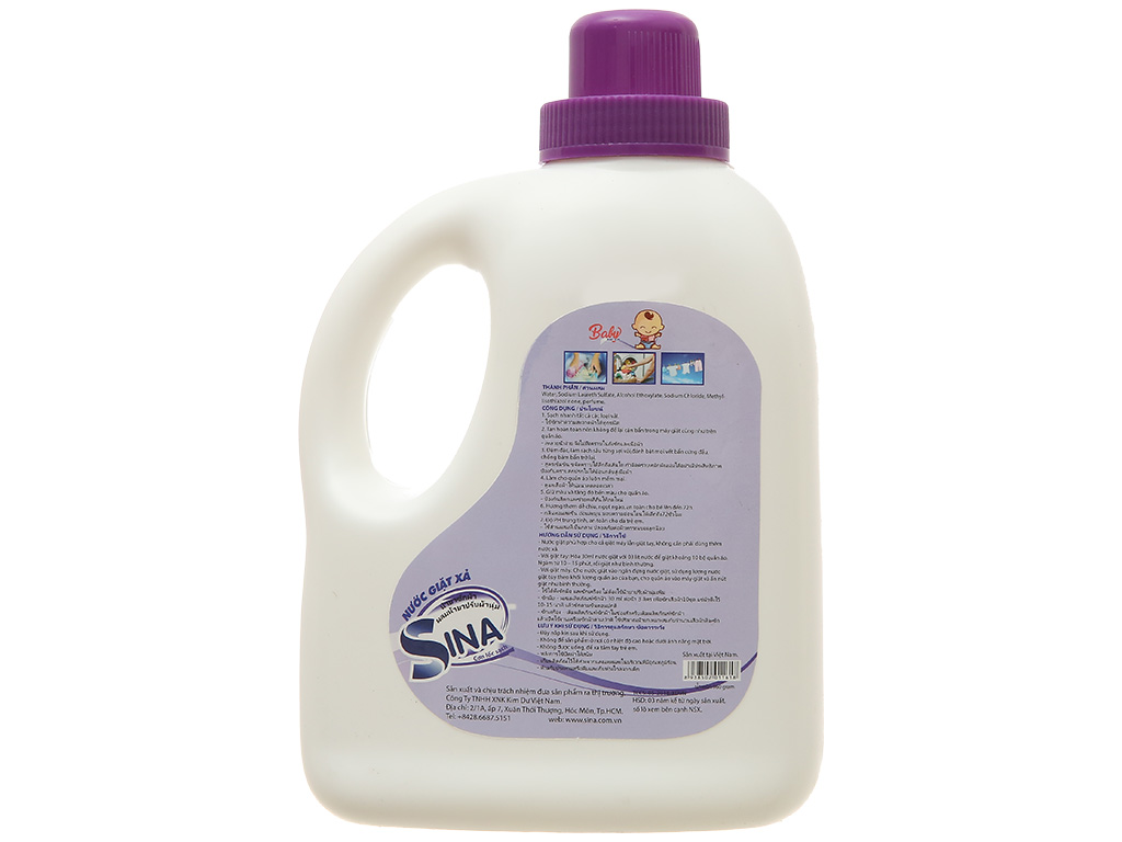 Nước giặt xả baby Sina 7in1 tím chai 980ml 4