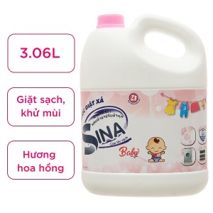 Nước giặt xả baby Sina 7in1 hồng can 3.06 lít
