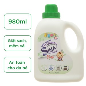 Nước giặt xả baby Sina 7in1 xanh lá chai 980ml