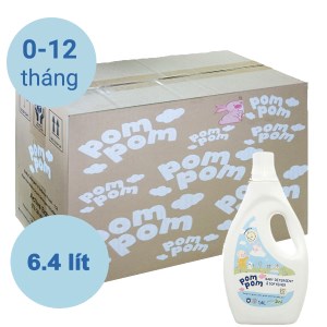 Thùng 4 chai Nước giặt xả Pom Pom cho bé sơ sinh 1.6 lít (0-12 tháng)