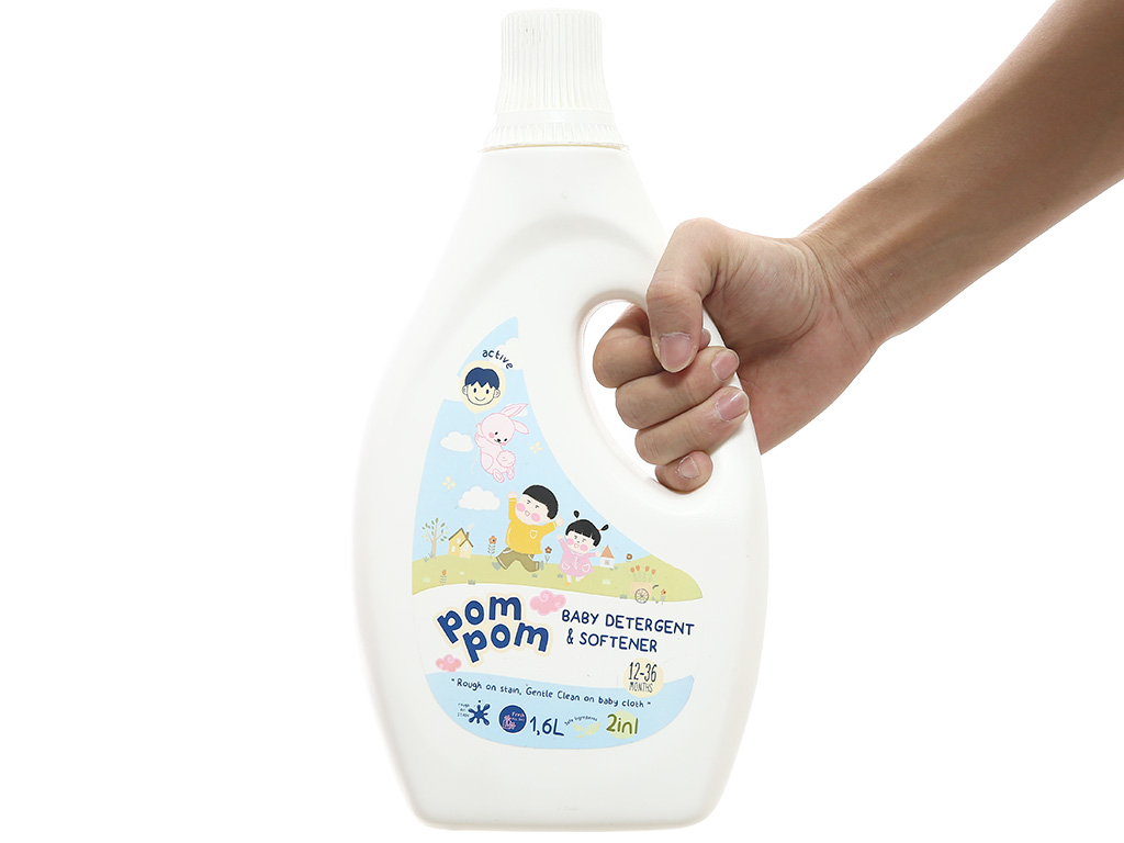 Thùng 4 chai Nước giặt xả Pom Pom cho bé năng động 1.6 lít (12-36 tháng) 6