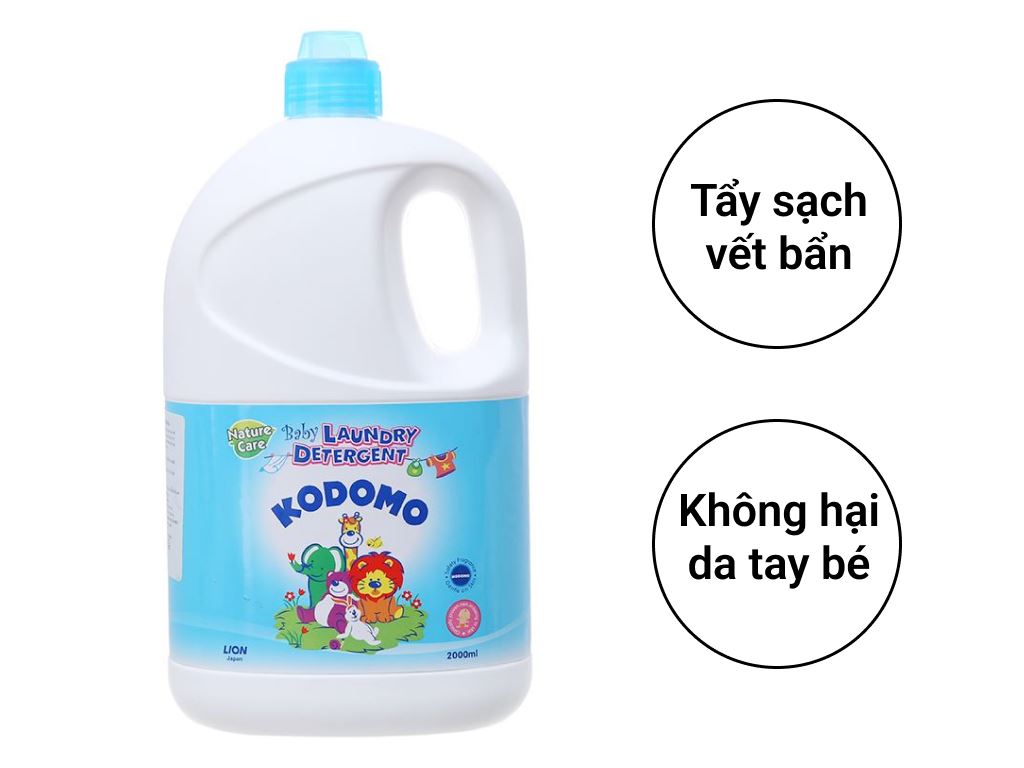 Dung dịch giặt tẩy cho bé Kodomo xanh dịu nhẹ chai 2 lít 2