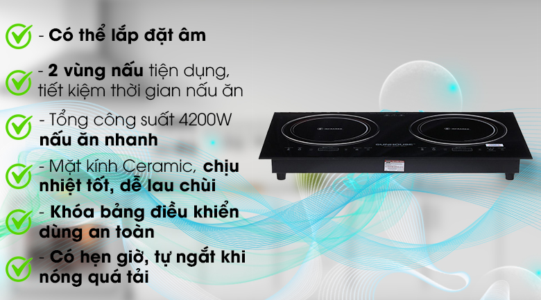Bếp hồng ngoại đôi lắp âm Sunhouse SHB9102MT