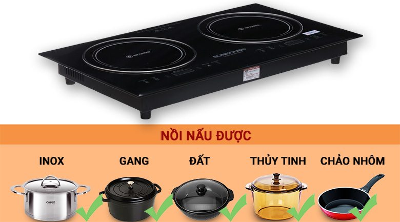 Bếp hồng ngoại đôi lắp âm Sunhouse SHB9102MT