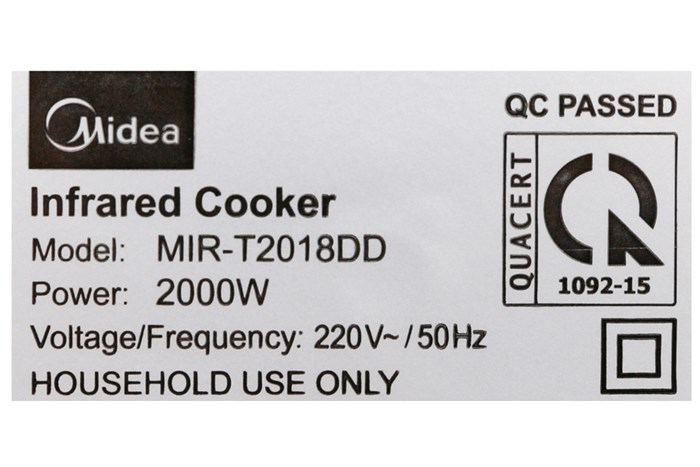 Bếp hồng ngoại Midea MIR-T2018DD Màu Đen