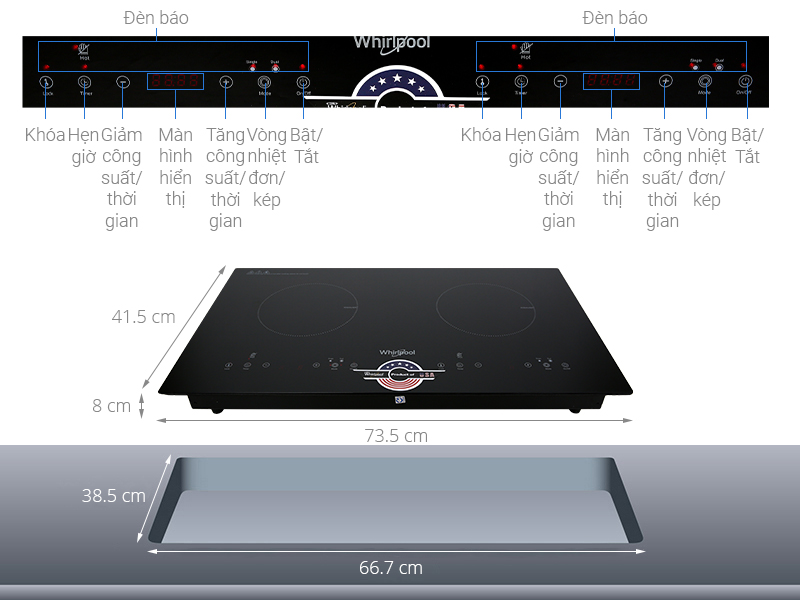 Thông số kỹ thuật Bếp hồng ngoại đôi Whirlpool ACT752/BLV