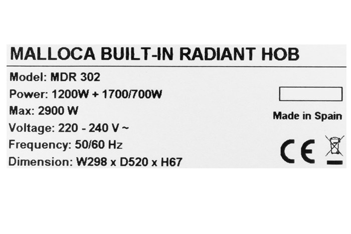 Bếp hồng ngoại đôi lắp âm Malloca MDR 302 Màu Đen