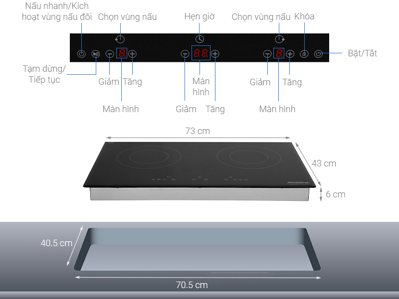 Bếp hồng ngoại đôi lắp âm Modena BC 1721 L