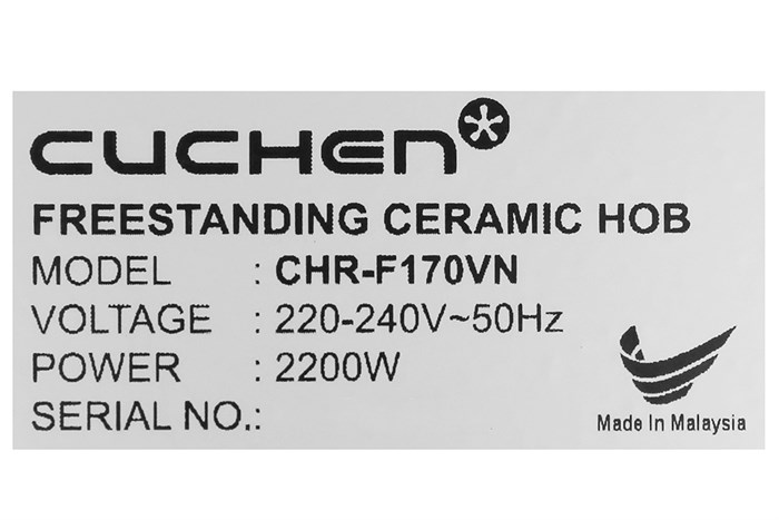 Bếp hồng ngoại Cuchen CHR-F170VN Màu Đen