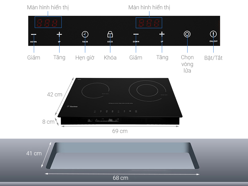 Bếp hồng ngoại đôi lắp âm Torino W1611