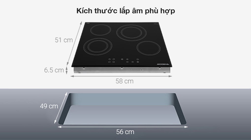 Bếp hồng ngoại 4 vùng nấu lắp âm Modena BC1641