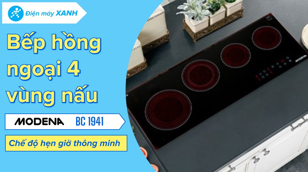 Bếp hồng ngoại 4 vùng nấu lắp âm Modena BC 1941
