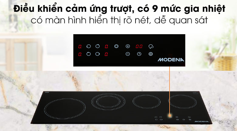 Bếp hồng ngoại 4 vùng nấu lắp âm Modena BC 1941